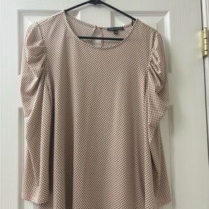 Adrianna Papell Pink and Black Polka Dot Blouse